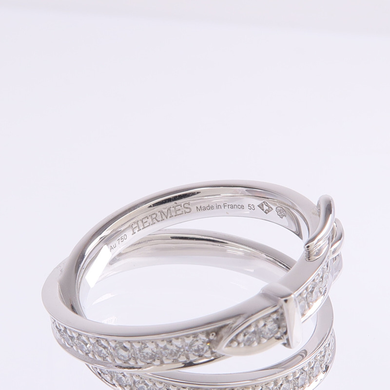 HERMES 18K白金Bague Etriviere Moyen Modele鑽石戒指Hermes#53/US#6.5-7