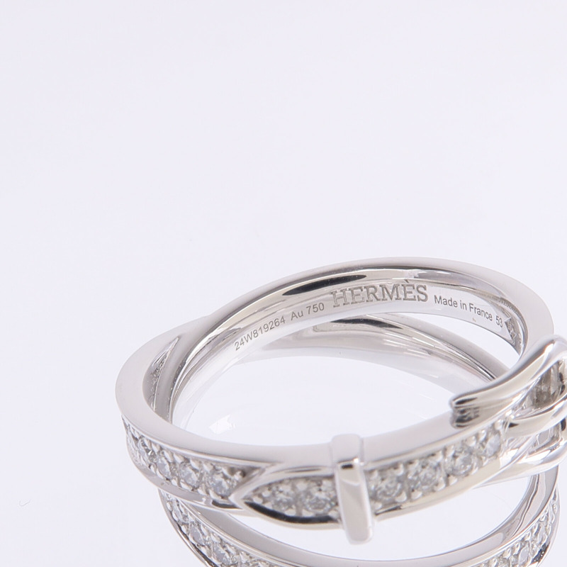 HERMES 18K白金Bague Etriviere Moyen Modele鑽石戒指Hermes#53/US#6.5-9
