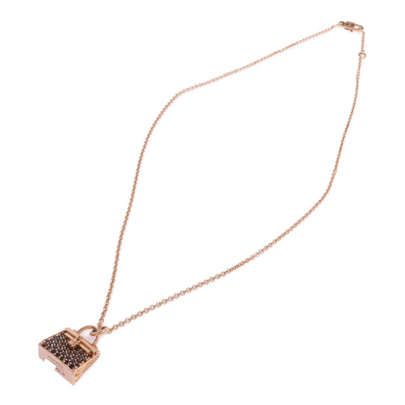 HERMES 18K玫瑰金Amulettes Kelly Pendant尖晶石吊墜-3