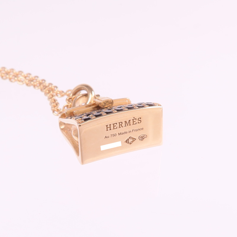 HERMES 18K玫瑰金Amulettes Kelly Pendant尖晶石吊墜-6