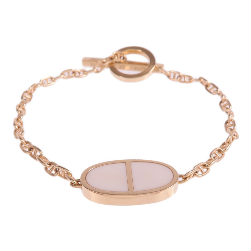 HERMES 18K玫瑰金/陶瓷Chaine d'ancre Verso Bracelet手鏈-0
