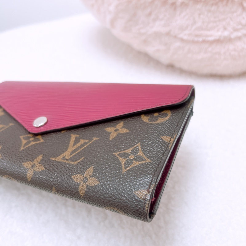 Lv 拼色老花按釦長夾-2