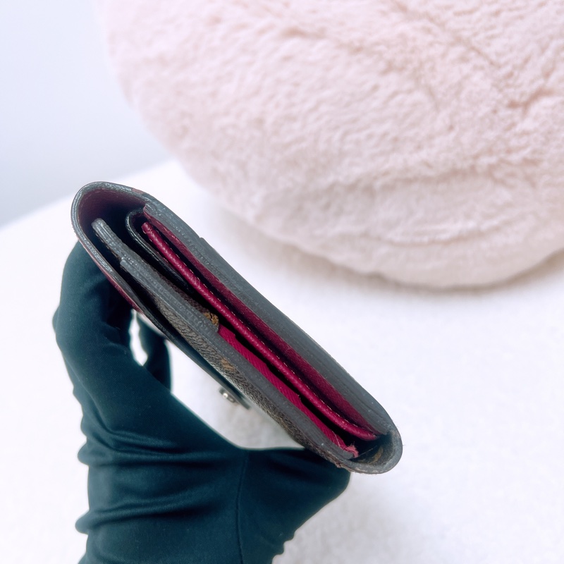 Lv 拼色老花按釦長夾-3