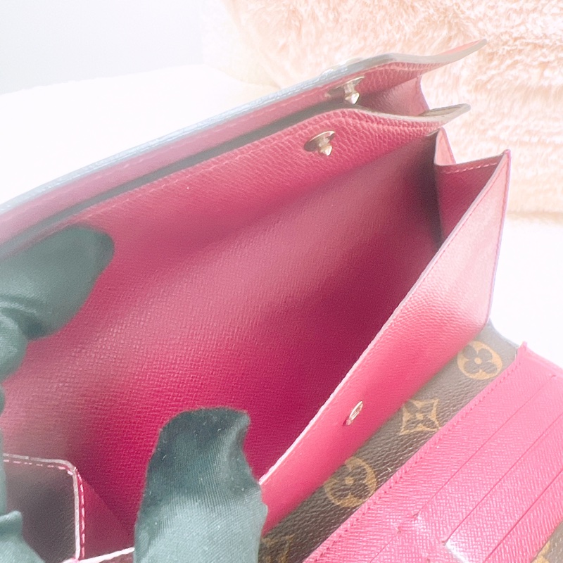 Lv 拼色老花按釦長夾-10