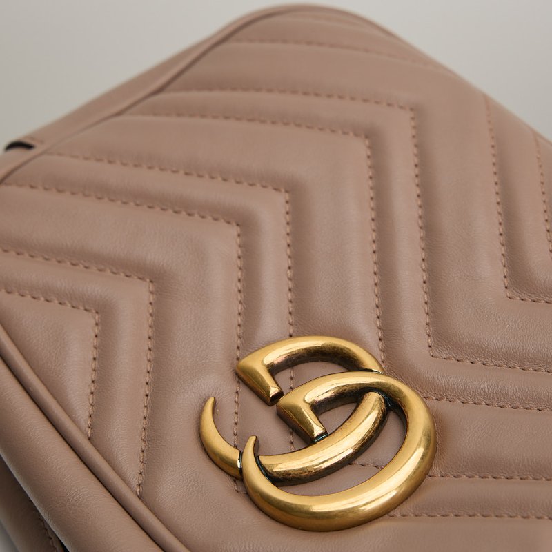 二手Gucci marmont 24 相機包/奶茶色-4