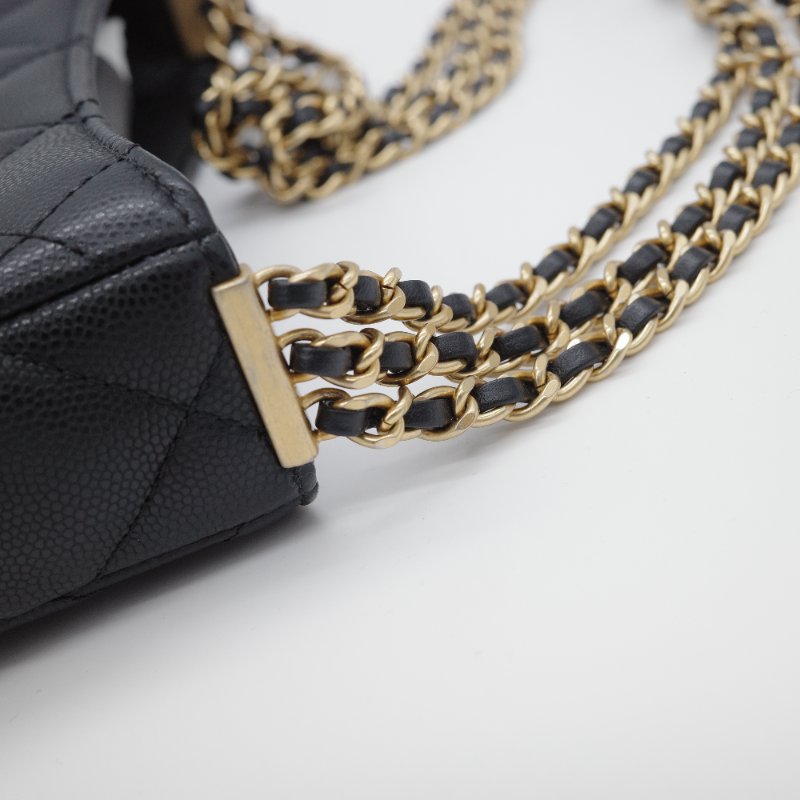 Chanel 香奈兒 Hobo 黑色 荔枝牛皮 月亮包 單肩包 腋下包-4