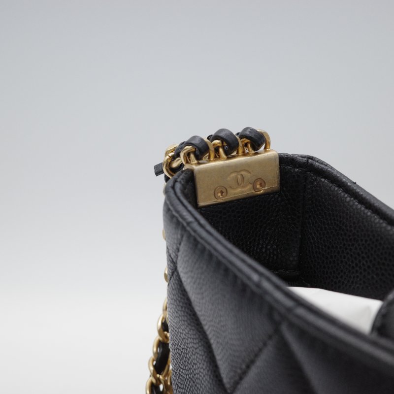 Chanel 香奈兒 Hobo 黑色 荔枝牛皮 月亮包 單肩包 腋下包-5