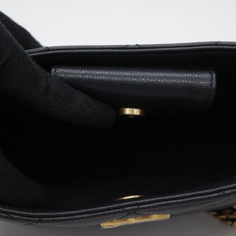 Chanel 香奈兒 Hobo 黑色 荔枝牛皮 月亮包 單肩包 腋下包-10