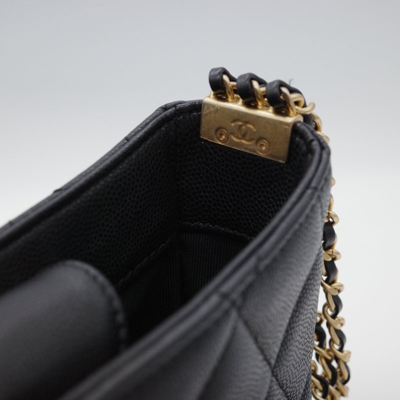 Chanel 香奈兒 Hobo 黑色 荔枝牛皮 月亮包 單肩包 腋下包-14