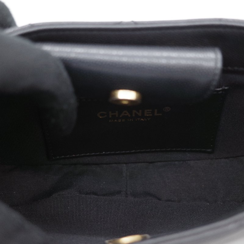 Chanel 香奈兒 Hobo 黑色 荔枝牛皮 月亮包 單肩包 腋下包-17