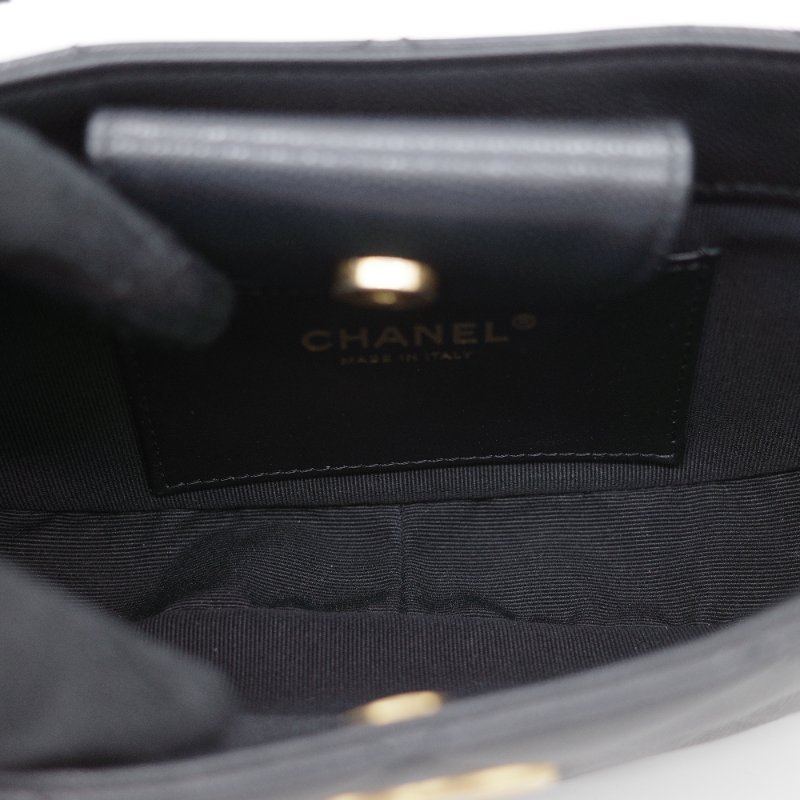 Chanel 香奈兒 Hobo 黑色 荔枝牛皮 月亮包 單肩包 腋下包-18