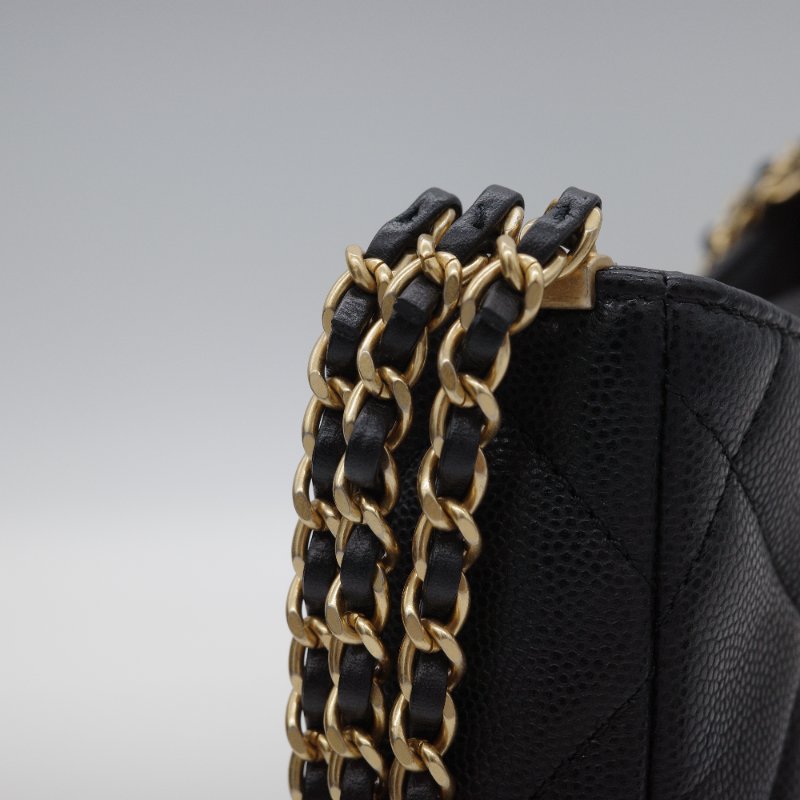 Chanel 香奈兒 Hobo 黑色 荔枝牛皮 月亮包 單肩包 腋下包-23