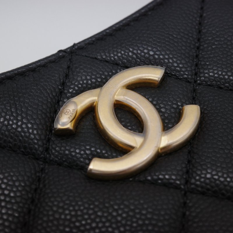 Chanel 香奈兒 Hobo 黑色 荔枝牛皮 月亮包 單肩包 腋下包-26