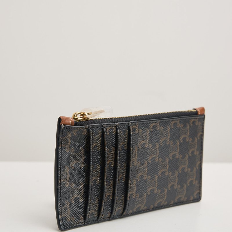 二手Celine 凱旋門老花拉鍊卡包-2