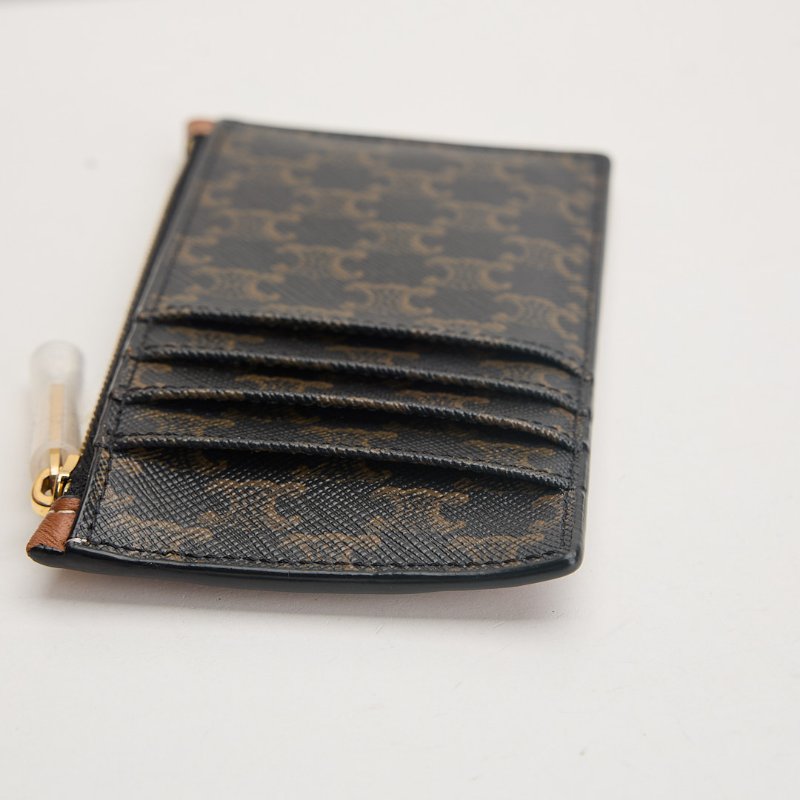 二手Celine 凱旋門老花拉鍊卡包-6