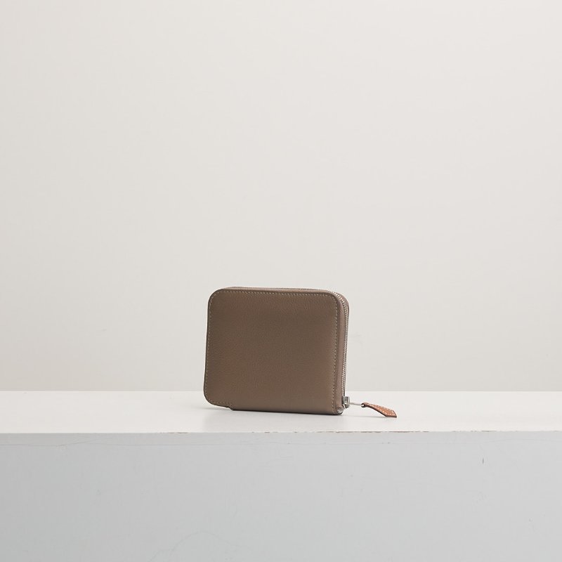 二手Hermès 絲巾短夾/大象灰燈籠內裡 K刻-2