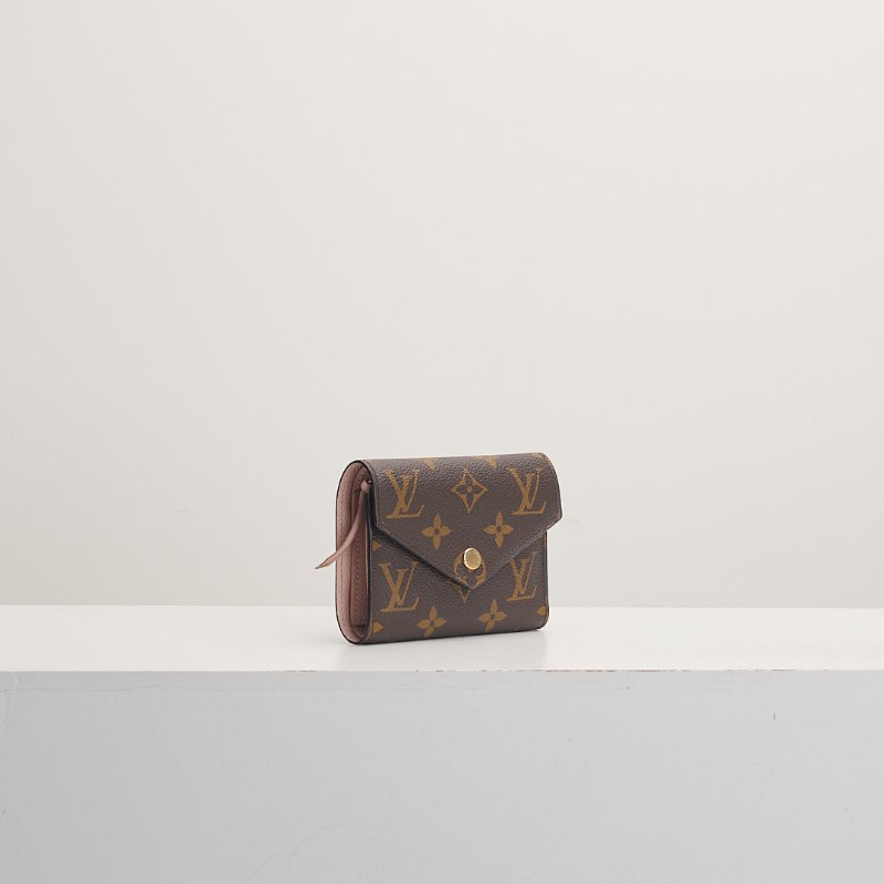 二手Lv Victortine 三折短夾/金扣粉老花/晶片款-2