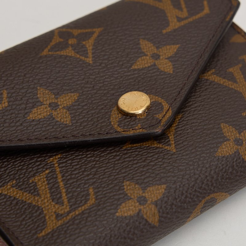 二手Lv Victortine 三折短夾/金扣粉老花/晶片款-5