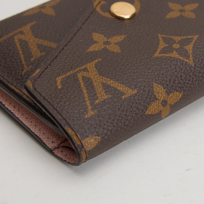 二手Lv Victortine 三折短夾/金扣粉老花/晶片款-12