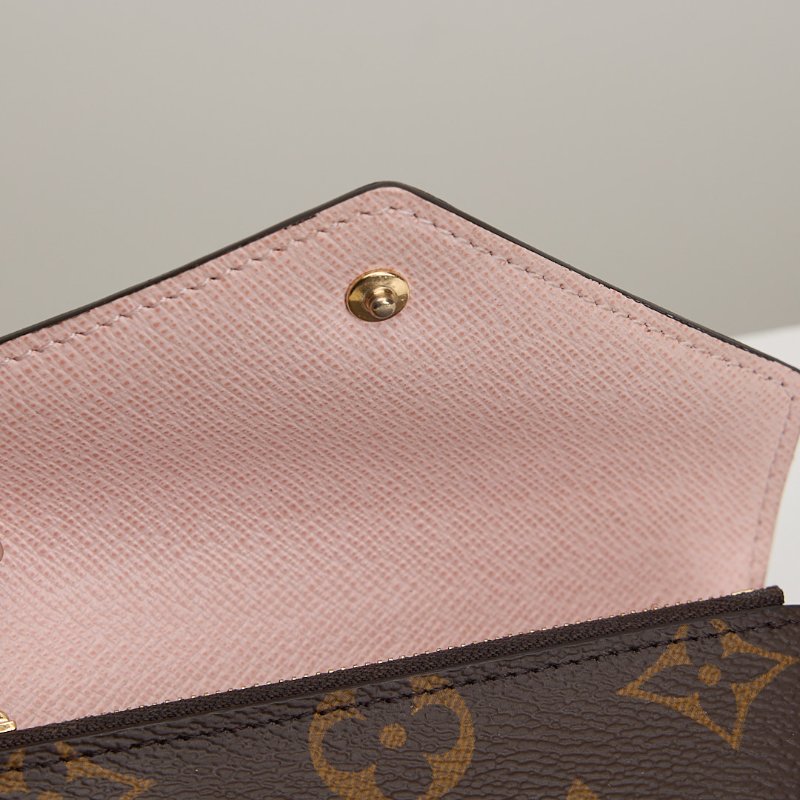 二手Lv Victortine 三折短夾/金扣粉老花/晶片款-13