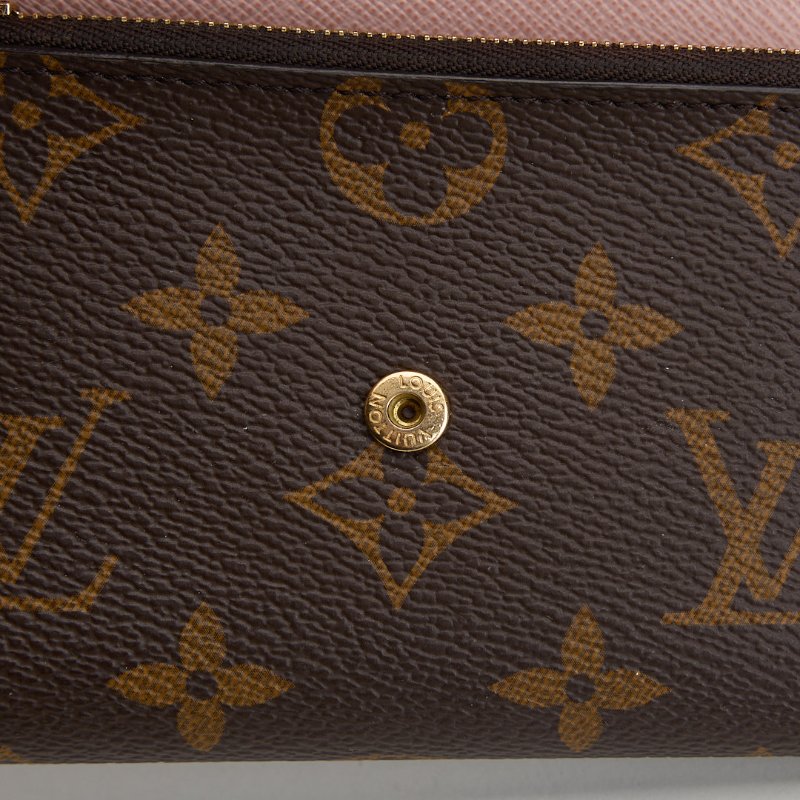 二手Lv Victortine 三折短夾/金扣粉老花/晶片款-15