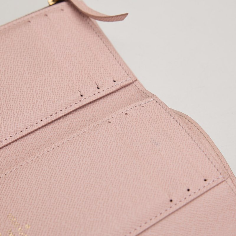 二手Lv Victortine 三折短夾/金扣粉老花/晶片款-18