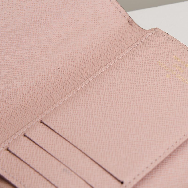 二手Lv Victortine 三折短夾/金扣粉老花/晶片款-19