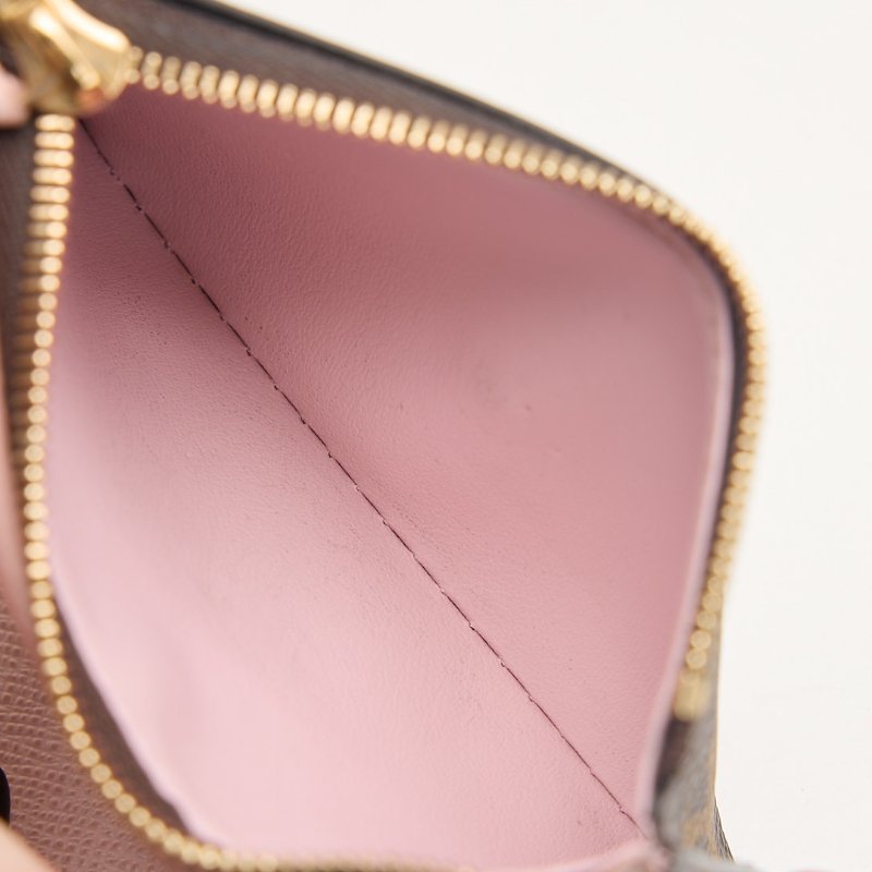 二手Lv Victortine 三折短夾/金扣粉老花/晶片款-20