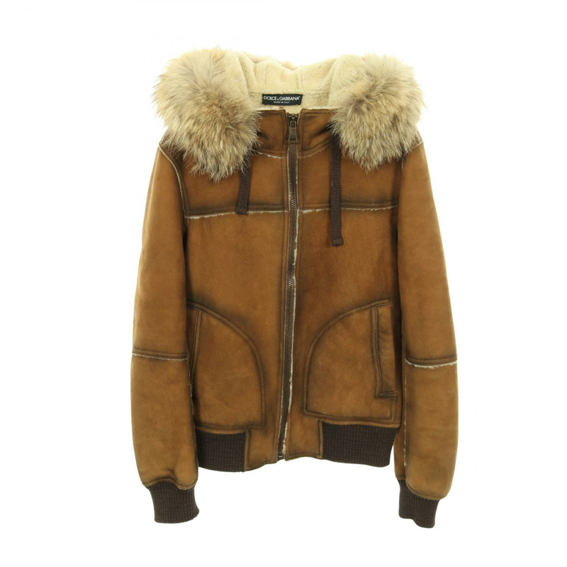 DOLCE & GABBANA 羊毛皮夾克 G9X73G 棕色 二手 男款-0