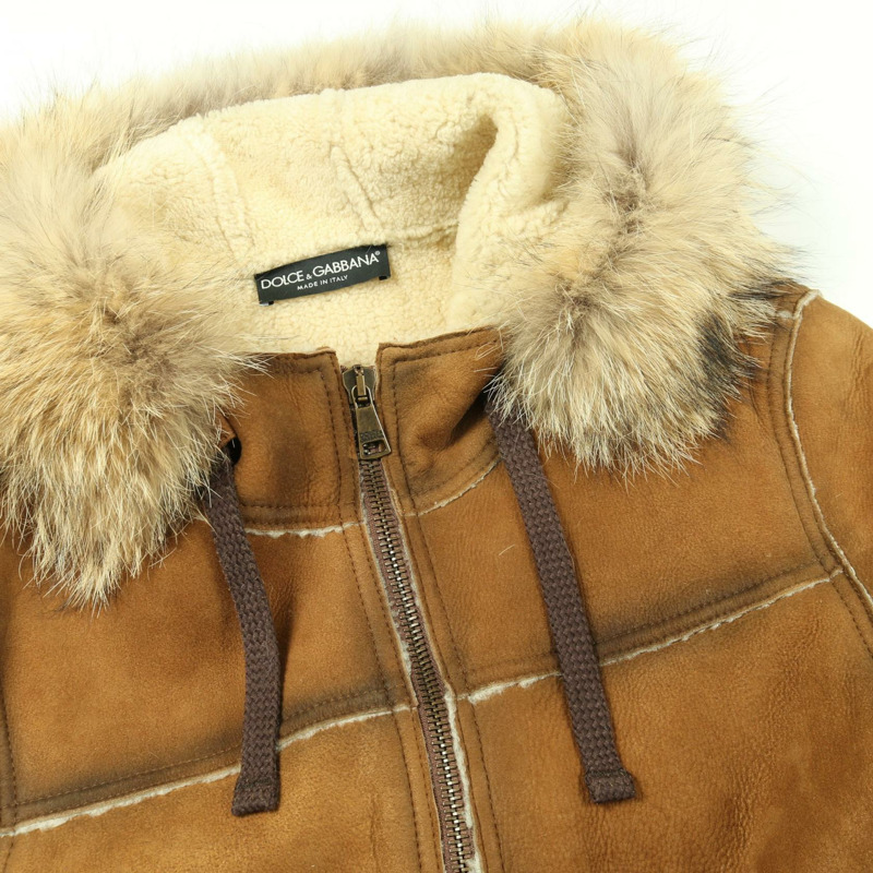 DOLCE & GABBANA 羊毛皮夾克 G9X73G 棕色 二手 男款-9