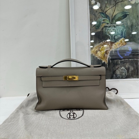HERMES愛馬仕mini kelly世代 瀝青灰 金扣 C刻