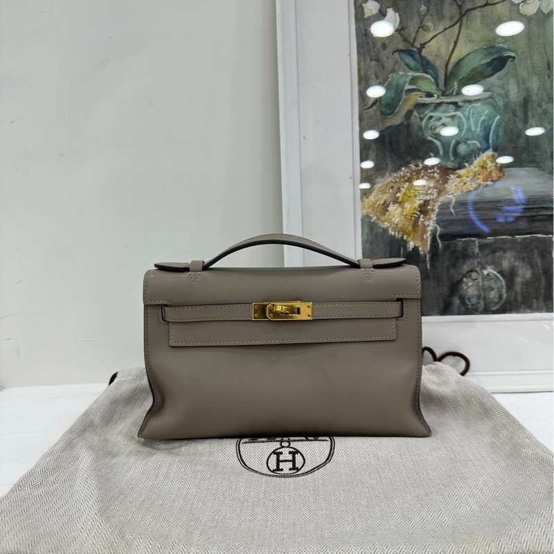 HERMES愛馬仕mini kelly世代 瀝青灰 金扣 C刻-0