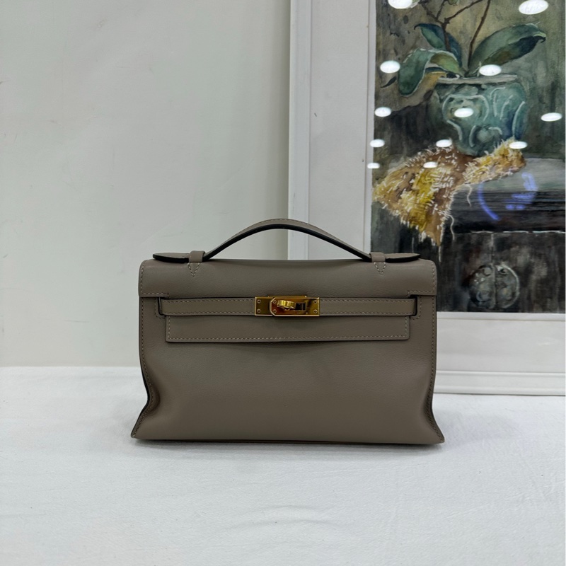 HERMES愛馬仕mini kelly世代 瀝青灰 金扣 C刻-1