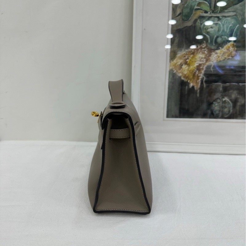 HERMES愛馬仕mini kelly世代 瀝青灰 金扣 C刻-4