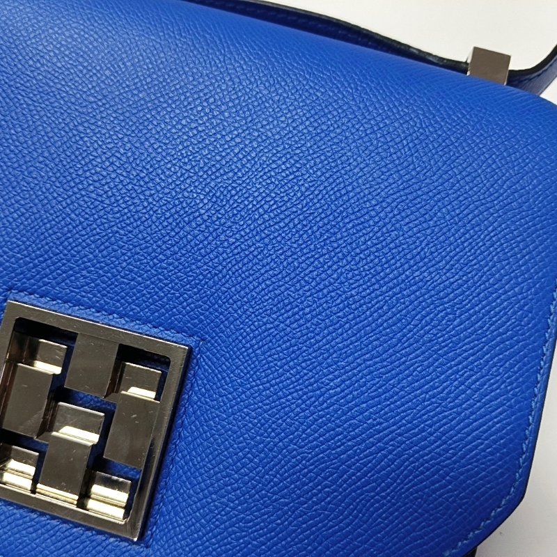 HERMES Mosaique法國藍Epsom牛皮單肩包斜挎包銀色五金D刻-9