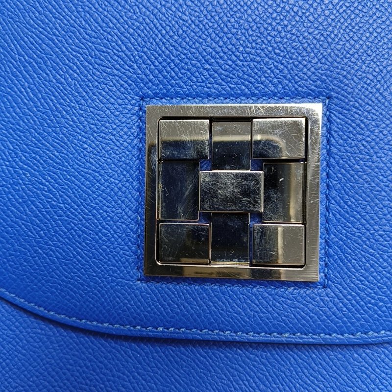 HERMES Mosaique法國藍Epsom牛皮單肩包斜挎包銀色五金D刻-10