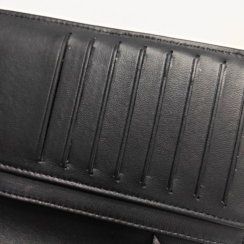 CHANEL BOY CHANEL黑色羊皮菱格紋錢包釘色五金18開-11