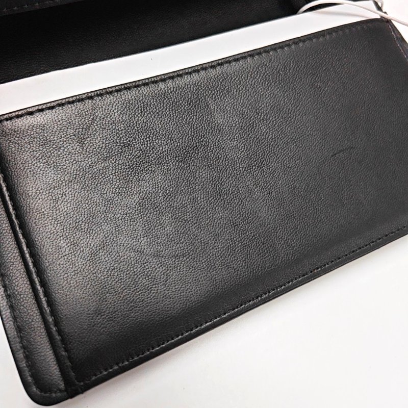 CHANEL BOY CHANEL黑色羊皮菱格紋錢包釘色五金18開-12