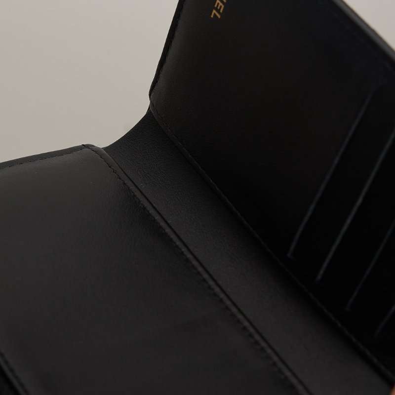 二手Chanel boy 黑金荔枝牛三折中夾-18