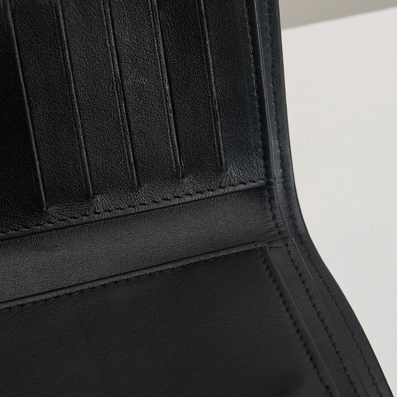 二手Chanel boy 黑金荔枝牛三折中夾-19