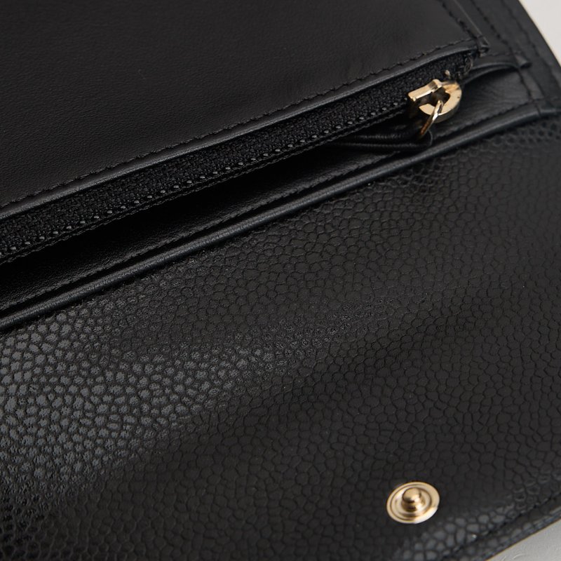 二手Chanel boy 黑金荔枝牛三折中夾-20