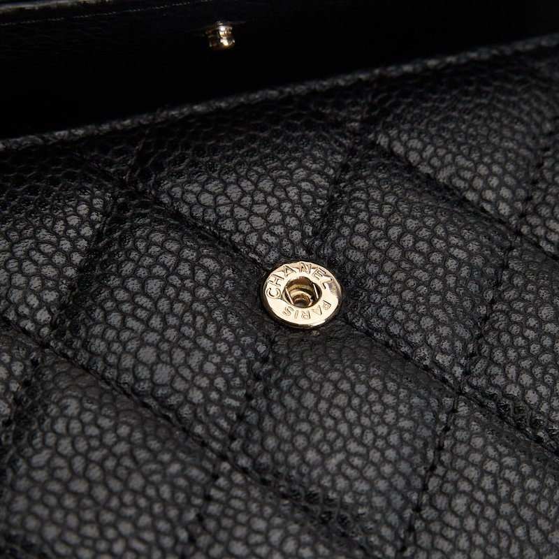 二手Chanel boy 黑金荔枝牛三折中夾-21