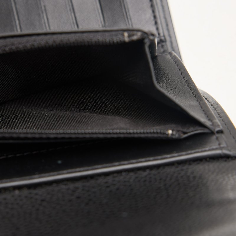 二手Chanel boy 黑金荔枝牛三折中夾-25