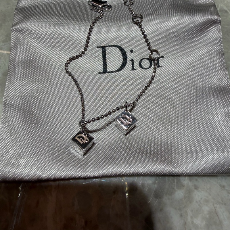 Dior 骰子🎲造型 粉紅色字體設計 可調節長短手鏈-10