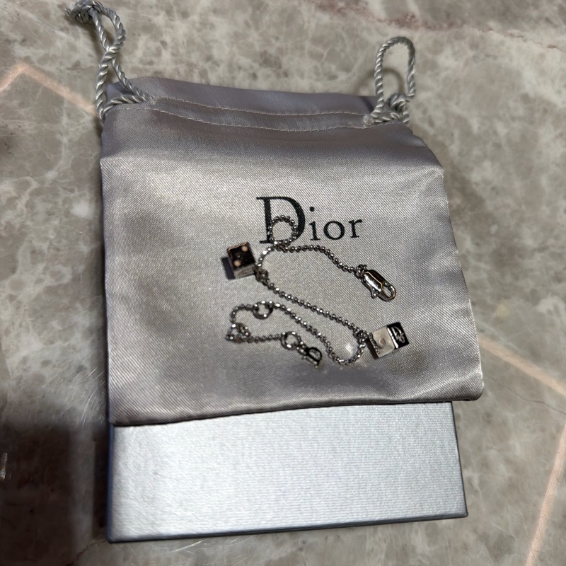 Dior 骰子🎲造型 粉紅色字體設計 可調節長短手鏈-13