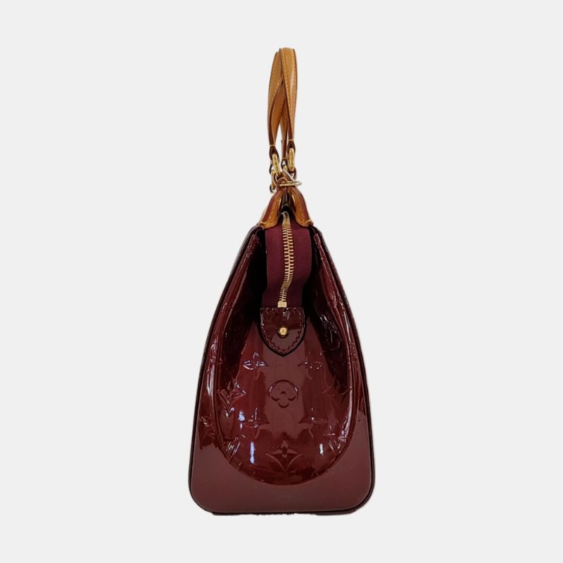 LOUIS VUITTON BREA中號紅色漆皮老花壓紋醫生包單肩包手提包金色五金可拆卸肩帶-2