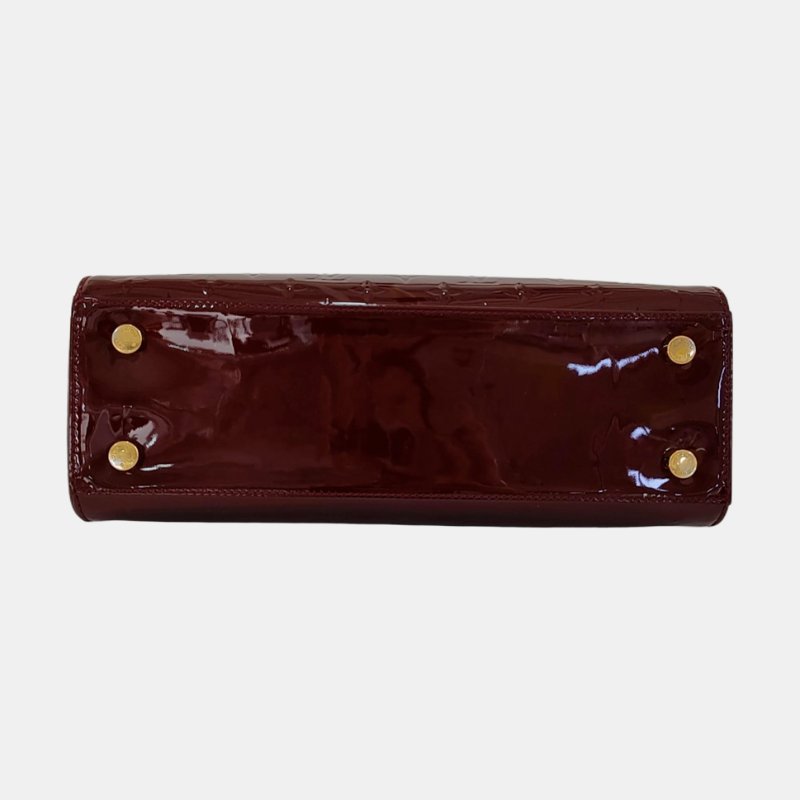 LOUIS VUITTON BREA中號紅色漆皮老花壓紋醫生包單肩包手提包金色五金可拆卸肩帶-5