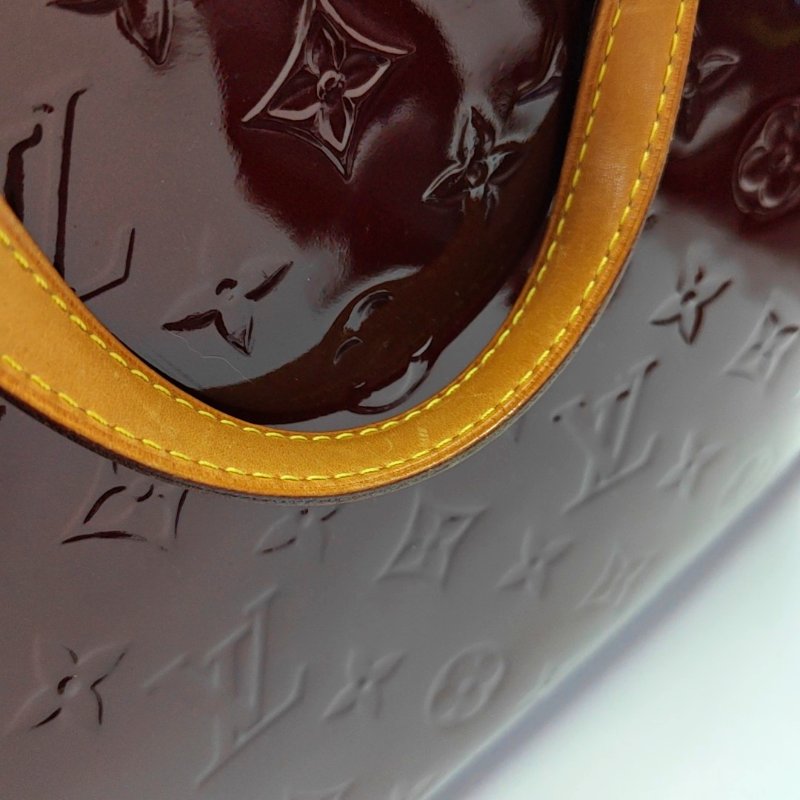 LOUIS VUITTON BREA中號紅色漆皮老花壓紋醫生包單肩包手提包金色五金可拆卸肩帶-9