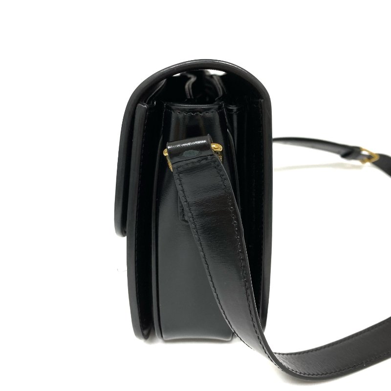 △ Celine 思琳 Medium Classic Triomphe Black Calfskin Shoulder Bag 黑色小牛皮肩背袋 -257027267-3