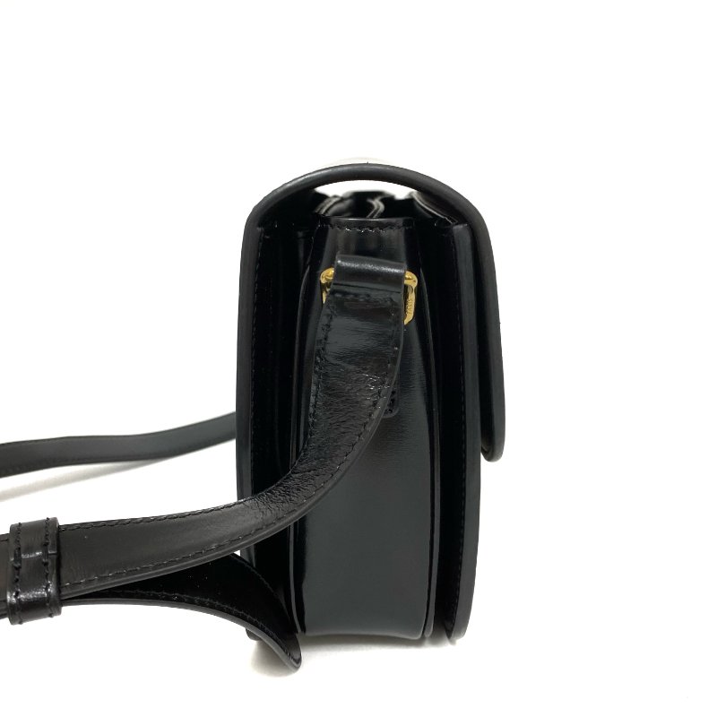△ Celine 思琳 Medium Classic Triomphe Black Calfskin Shoulder Bag 黑色小牛皮肩背袋 -257027267-4